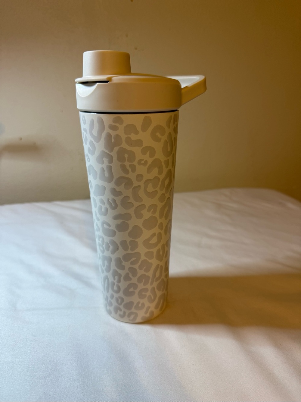 Cream Leopard-Pattern Travel Bottle with Flip Spout